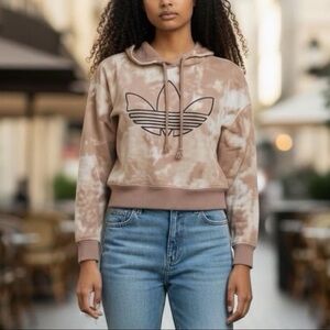 Adidas Women’s Cropped Pullover Tie Dye Hoodie, XS